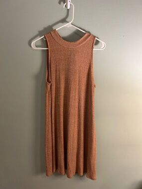Francesca's Collections Sleeveless Ribbed Midi Dress in Rust